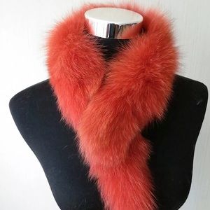 Crimson Red Real Fox Fur Scarf